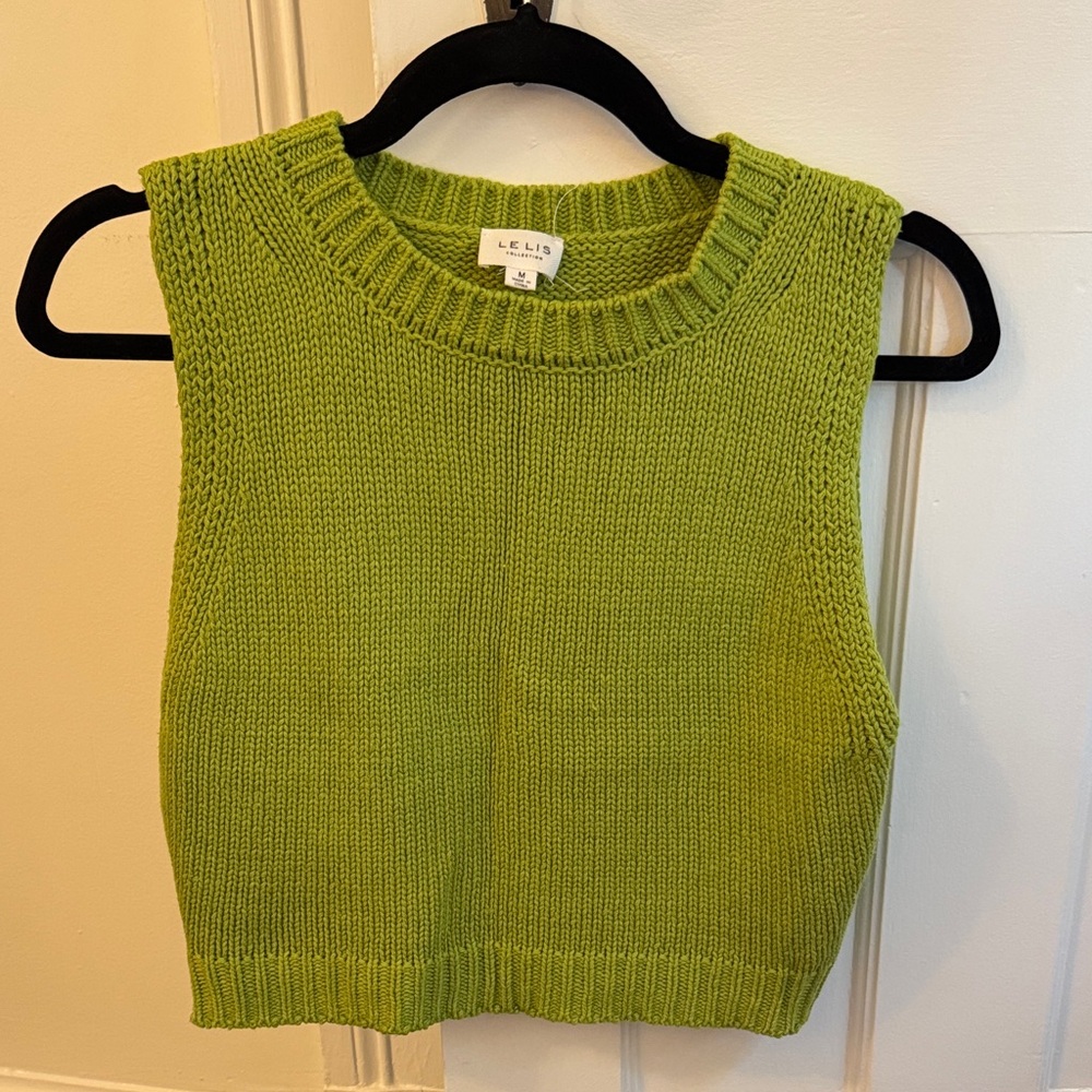 Le Lis Lime Green Sleeveless Knit Sweater